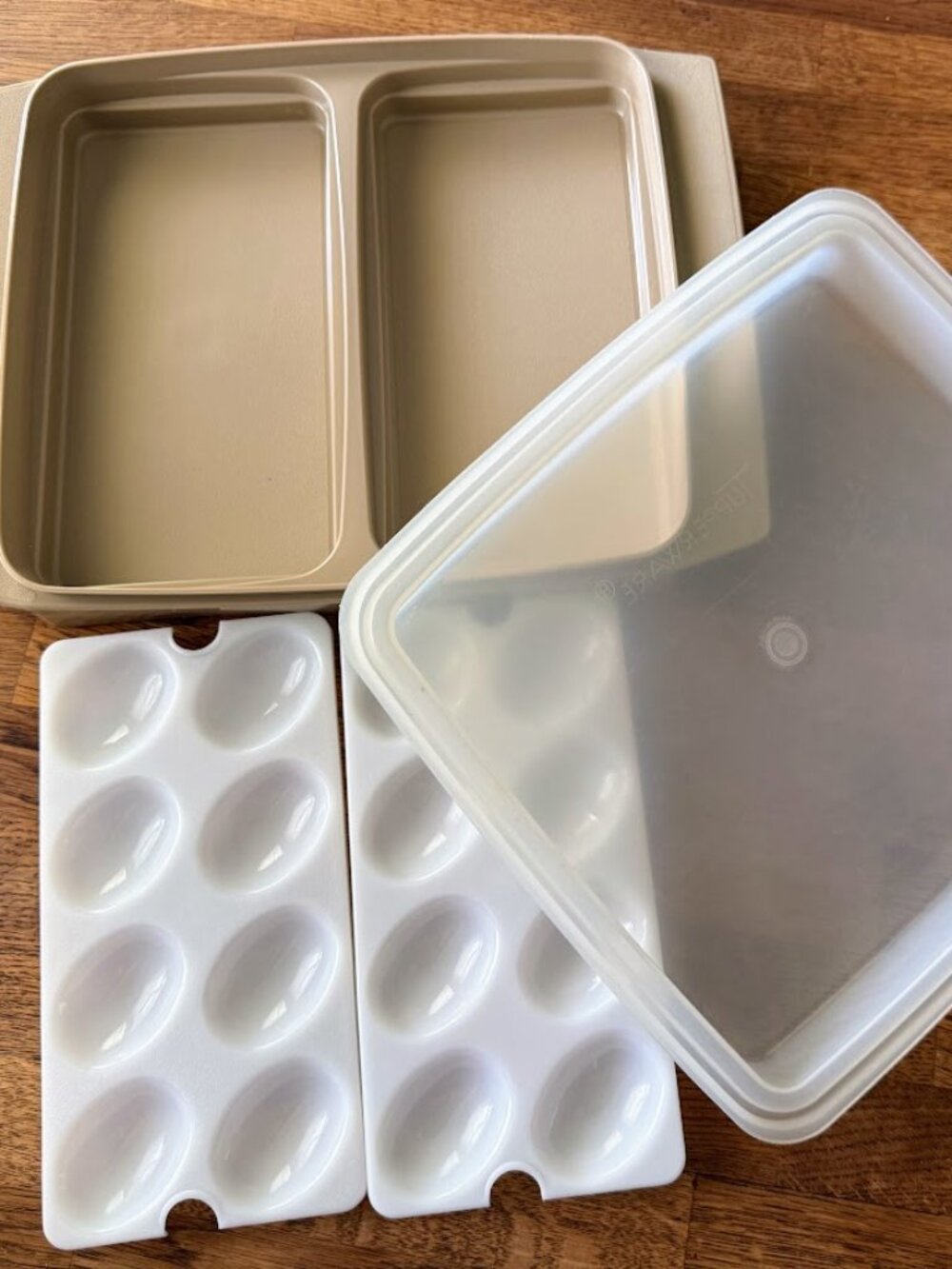 Vintage Tupperware Deviled Egg Carrier Multi Use No Smells Almond Cottagecore